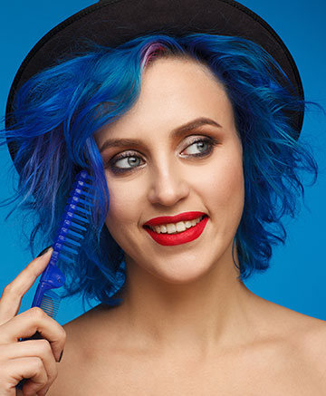 woman in blue hair